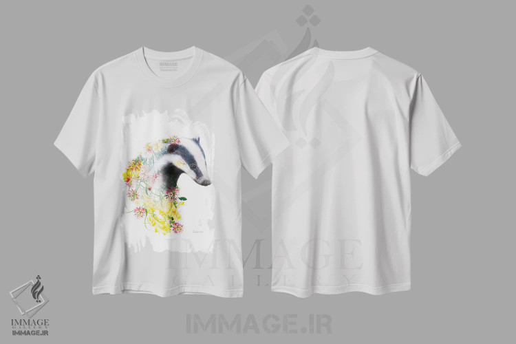 تیشرت سفید طرح دار گورکن گیاهی حیات وحش، هنر دیجیتال اثر لولا دیزاین | immage.ir