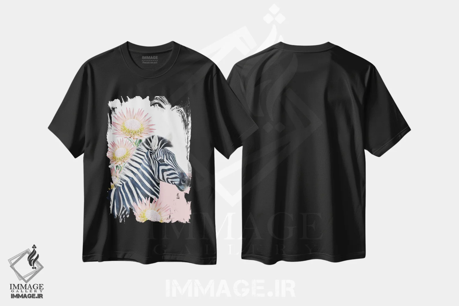 تیشرت مشکی طرح دار گورخر سافاری، هنر دیجیتال اثر لولا دیزاین | فروشگاه ایماژ