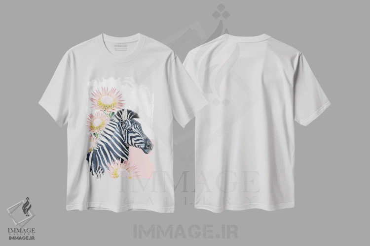 تیشرت سفید طرح دار گورخر سافاری، هنر دیجیتال اثر لولا دیزاین | immage.ir