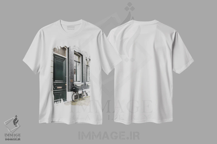 تیشرت سفید طرح دار دوچرخه آمستردام، دکوراسیون جایگزین اثر لاولی لیتل هوم کو | فروشگاه ایماژ
