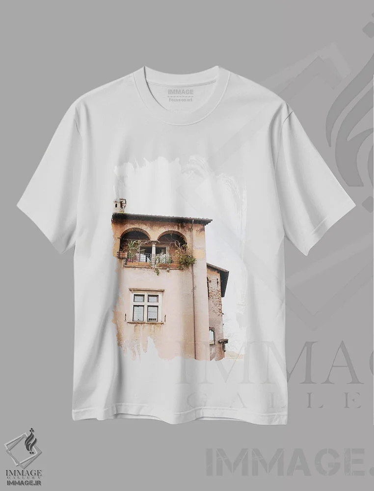 تیشرت سفید طرح دار Rome, Italy,باغ پشت بام، رم، ایتالیا، مدیوم اثر لاولی لیتل هوم کو | فروشگاه ایماژ