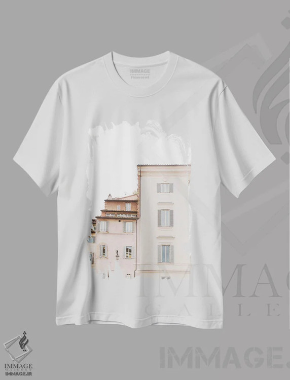 تیشرت سفید طرح دار Rome, Italy,پشت بام ها، رم، ایتالیا، مدیوم اثر لاولی لیتل هوم کو | immage.ir