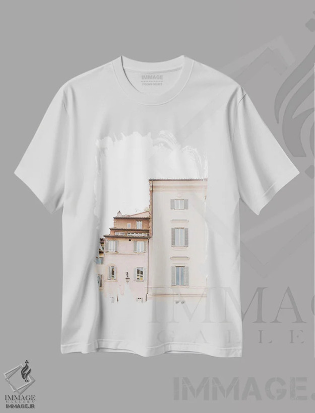 تیشرت سفید طرح دار Rome, Italy,پشت بام ها، رم، ایتالیا، مدیوم اثر لاولی لیتل هوم کو | immage.ir
