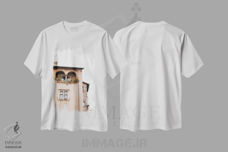 تیشرت سفید طرح دار Rome, Italy,باغ پشت بام، رم، ایتالیا، مدیوم اثر لاولی لیتل هوم کو | فروشگاه ایماژ