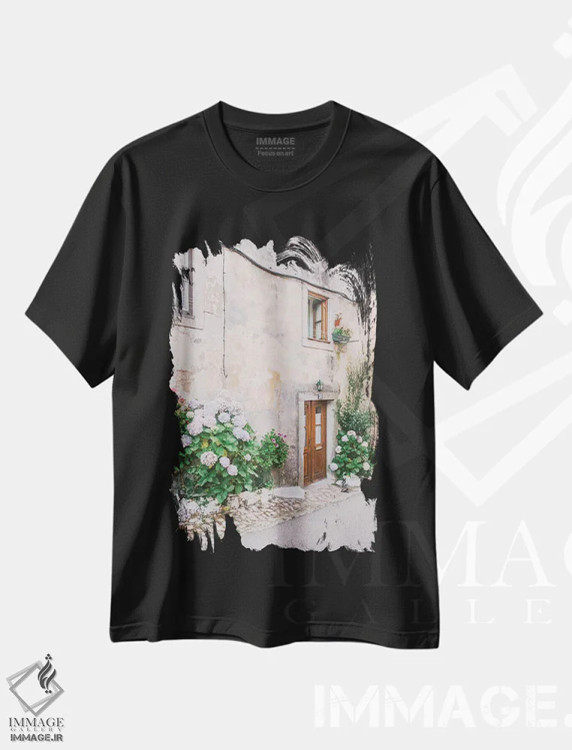 تیشرت مشکی طرح دار کوچه فرعی، مدیوم اثر لاولی لیتل هوم کو | immage.ir