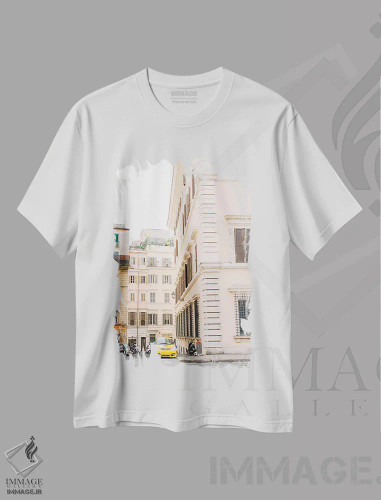 تیشرت سفید طرح دار Italy,خیابان های رم، ایتالیا، مدیوم اثر لاولی لیتل هوم کو | فروشگاه ایماژ