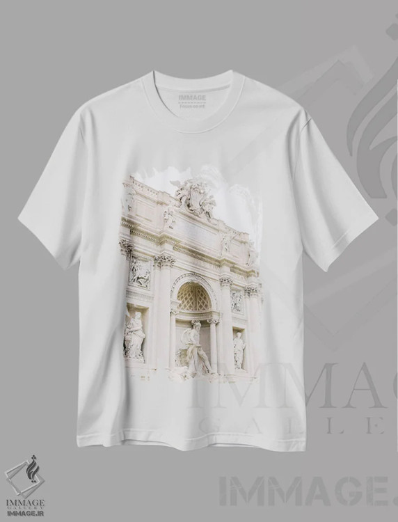 تیشرت سفید طرح دار Rome, Italy,فواره تروی شماره ۲، رم، ایتالیا، مدیوم اثر لاولی لیتل هوم کو | فروشگاه ایماژ