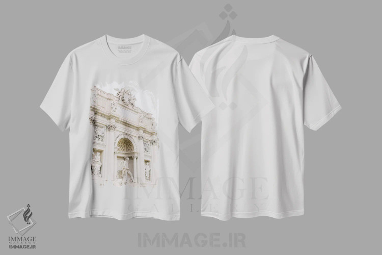 تیشرت سفید طرح دار Rome, Italy,فواره تروی شماره ۲، رم، ایتالیا، مدیوم اثر لاولی لیتل هوم کو | فروشگاه ایماژ
