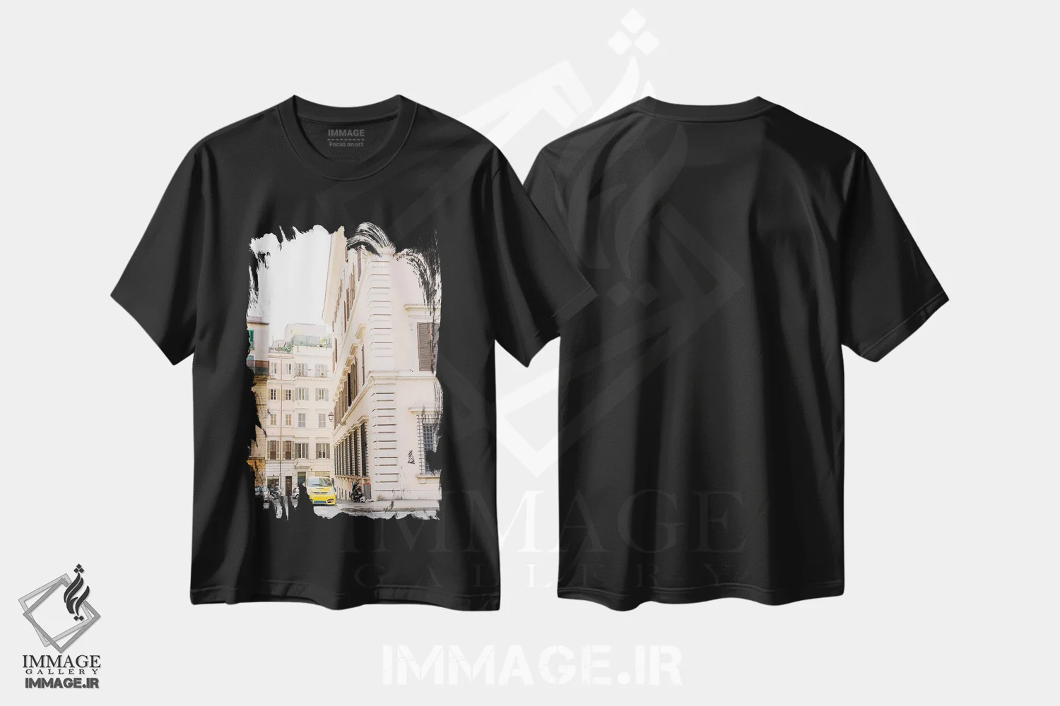 تیشرت مشکی طرح دار Italy,خیابان های رم، ایتالیا، مدیوم اثر لاولی لیتل هوم کو | immage.ir