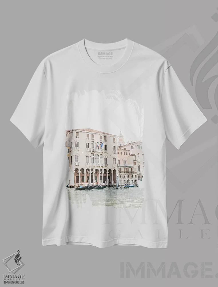 تیشرت سفید طرح دار Venice, Italy,کانال ونیز شماره ۲، ونیز، ایتالیا، مدیوم اثر لاولی لیتل هوم کو | immage.ir