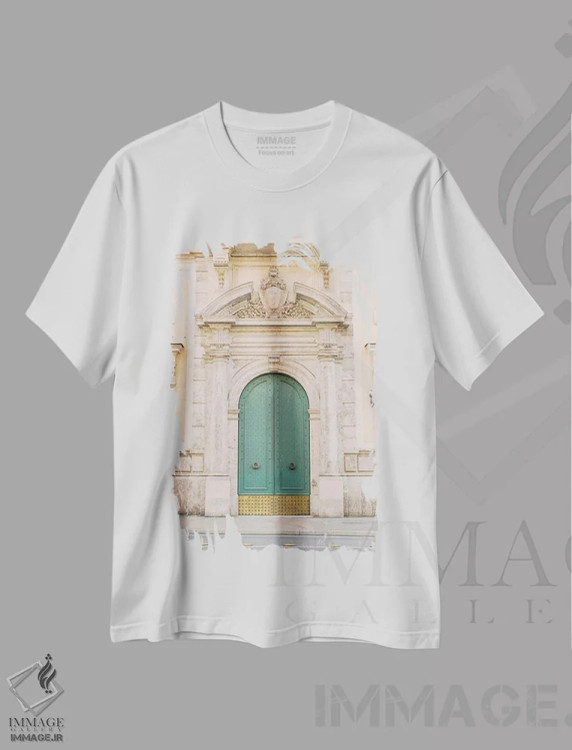 تیشرت سفید طرح دار Rome, Italy,در آبی و طلایی، رم، ایتالیا، مدیوم اثر لاولی لیتل هوم کو | immage.ir