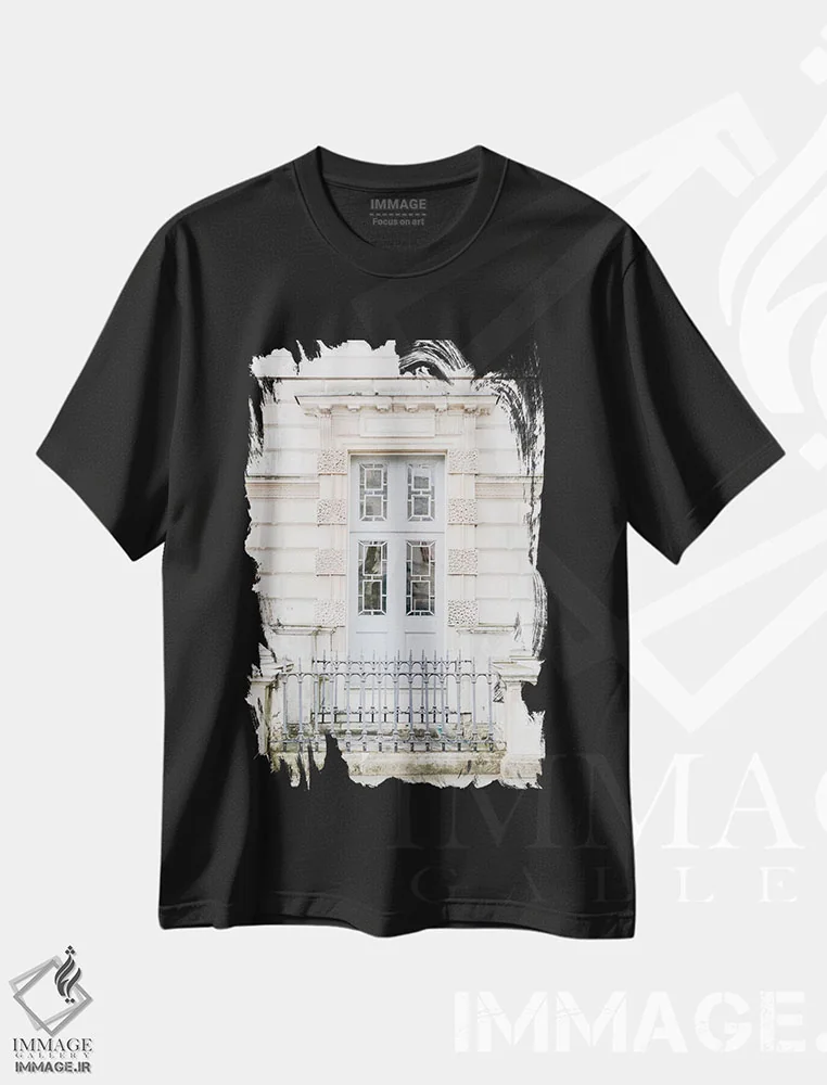 تیشرت مشکی طرح دار London, England,در آبی شماره ۲، لندن، انگلستان، مدیوم اثر لاولی لیتل هوم کو | immage.ir