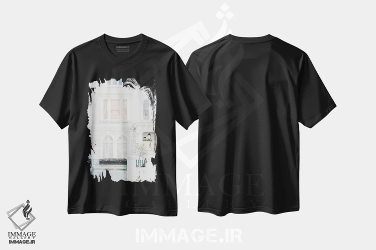 تیشرت مشکی طرح دار London, England,خانه آبی، لندن، انگلستان، مدیوم اثر لاولی لیتل هوم کو | فروشگاه ایماژ