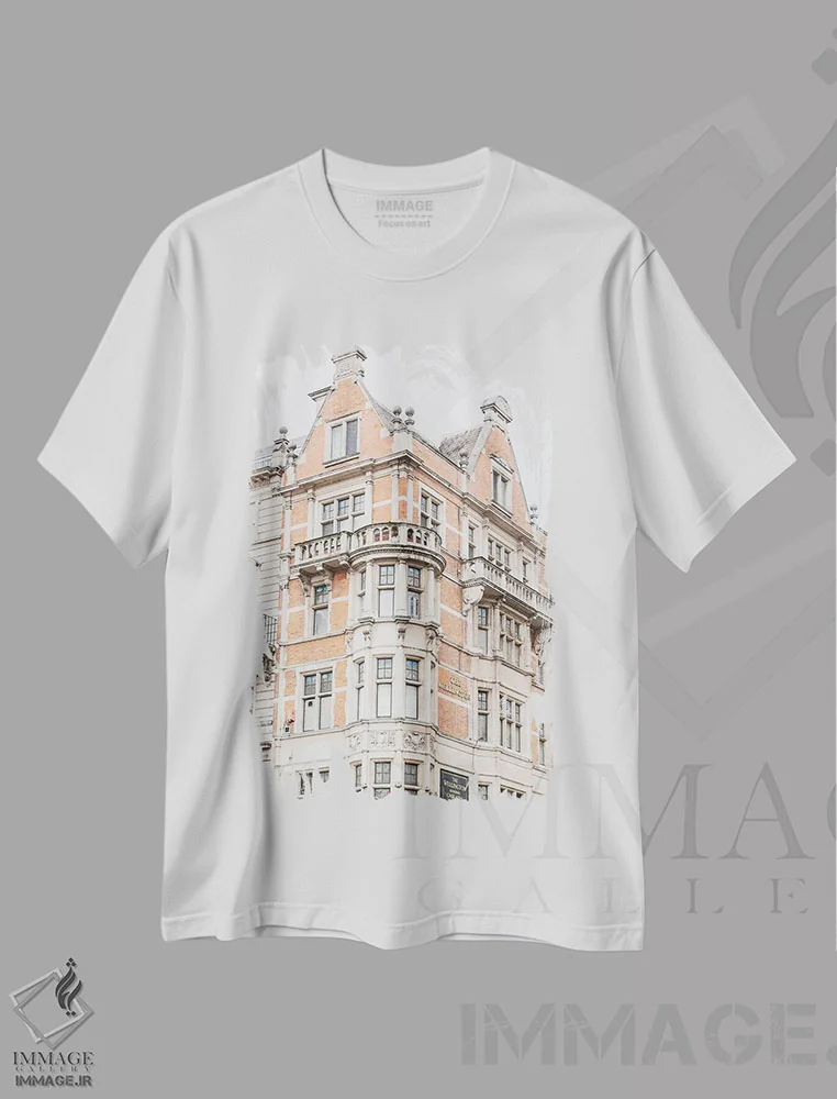 تیشرت سفید طرح دار London, England,گوشه ساختمان، لندن، انگلستان، مدیوم اثر لاولی لیتل هوم کو | immage.ir