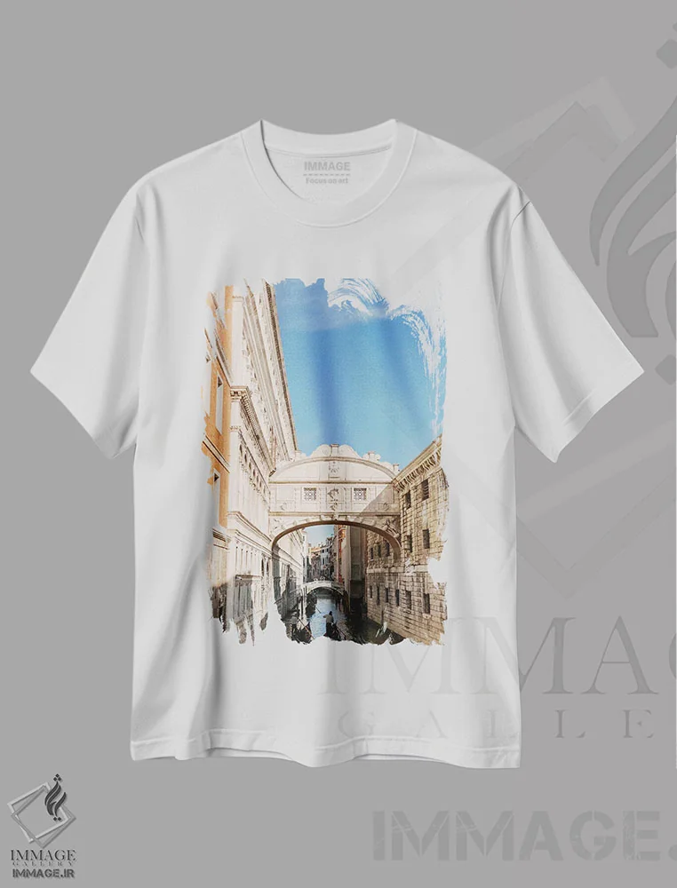 تیشرت سفید طرح دار Venice, Italy,پل آه ها، ونیز، ایتالیا، مدیوم اثر لاولی لیتل هوم کو | immage.ir