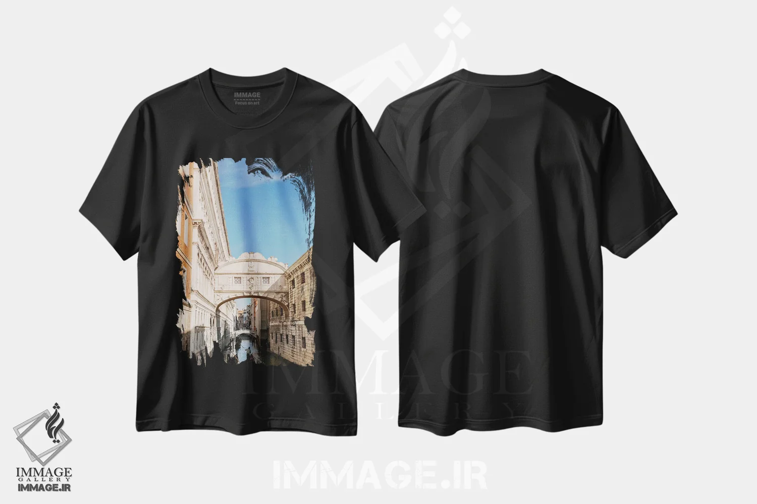 تیشرت مشکی طرح دار Venice, Italy,پل آه ها، ونیز، ایتالیا، مدیوم اثر لاولی لیتل هوم کو | فروشگاه ایماژ