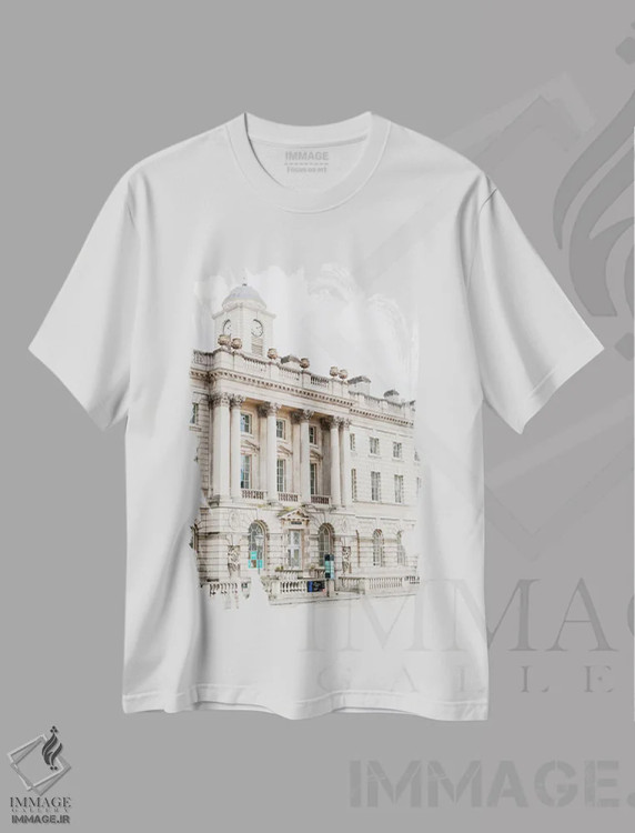 تیشرت سفید طرح دار London, England,ساختمان، لندن، انگلستان، مدیوم اثر لاولی لیتل هوم کو | فروشگاه ایماژ