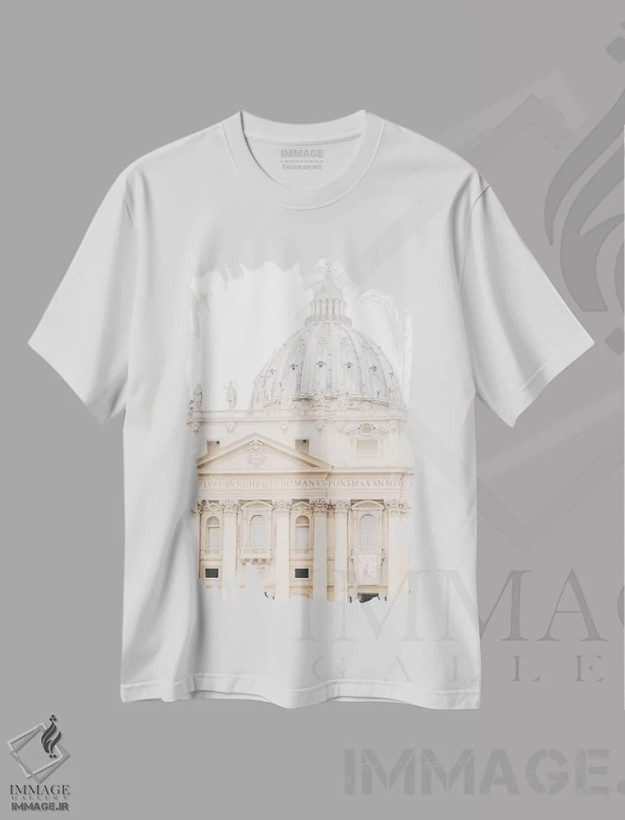 تیشرت سفید طرح دار Rome, Italy,ساختمان، رم، ایتالیا، مدیوم اثر لاولی لیتل هوم کو | فروشگاه ایماژ