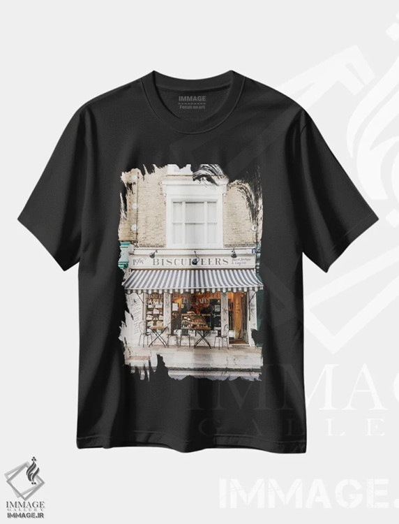تیشرت مشکی طرح دار London, England,کافه، لندن، انگلستان، مدیوم اثر لاولی لیتل هوم کو | فروشگاه ایماژ