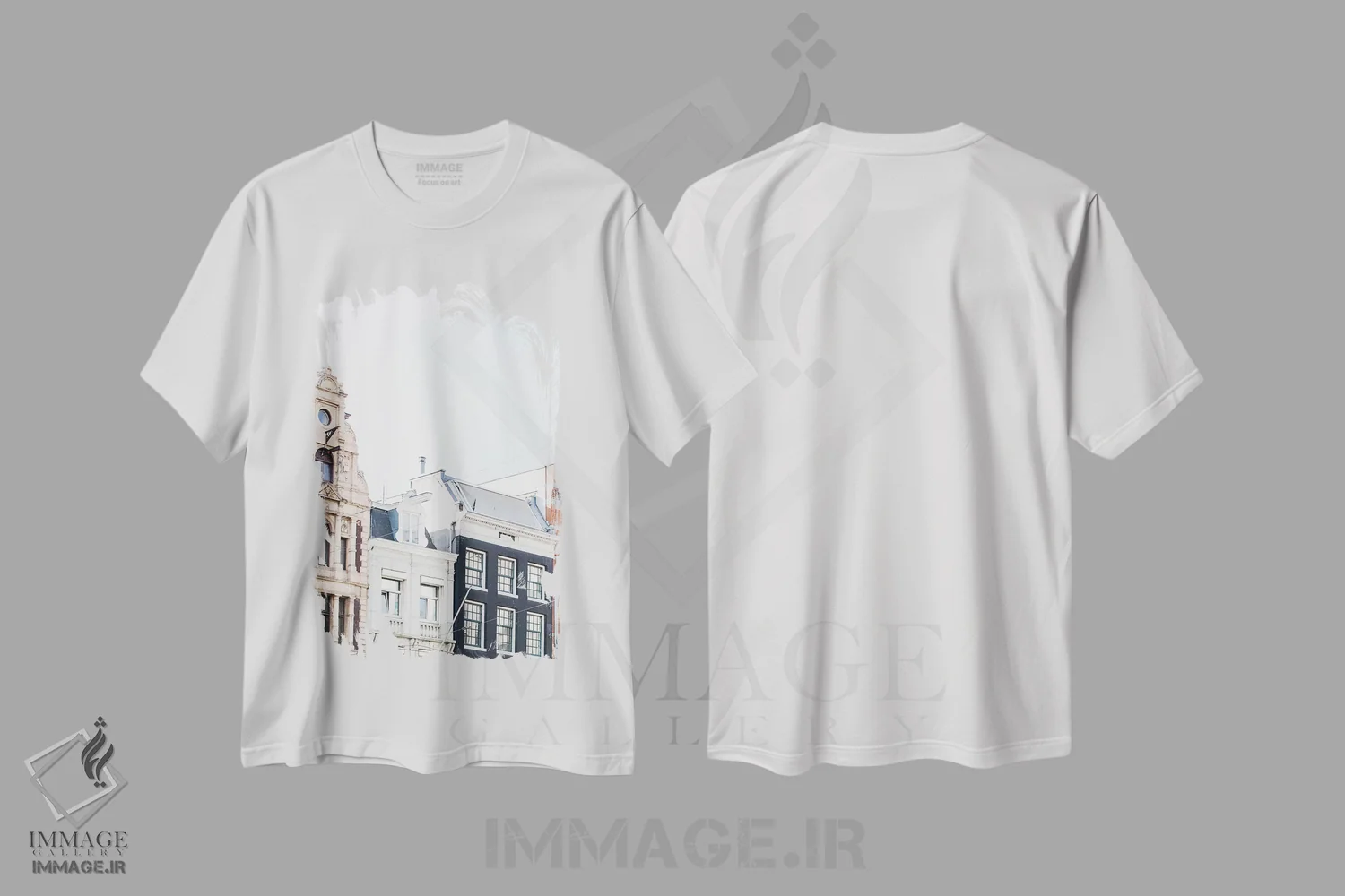 تیشرت سفید طرح دار Amsterdam,پشت بام خانه های کانالی، آمستردام، مدیوم اثر لاولی لیتل هوم کو | immage.ir