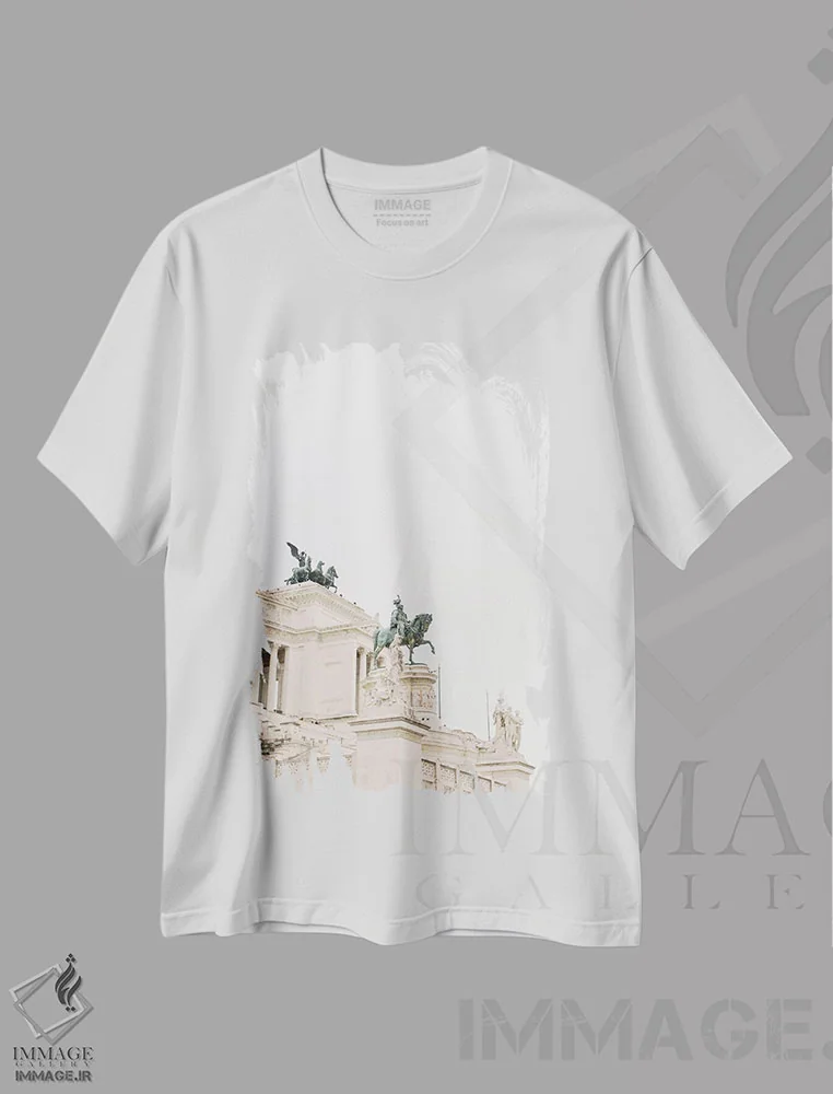تیشرت سفید طرح دار Rome, Italy,بنای ملی، رم، ایتالیا، مدیوم اثر لاولی لیتل هوم کو | immage.ir