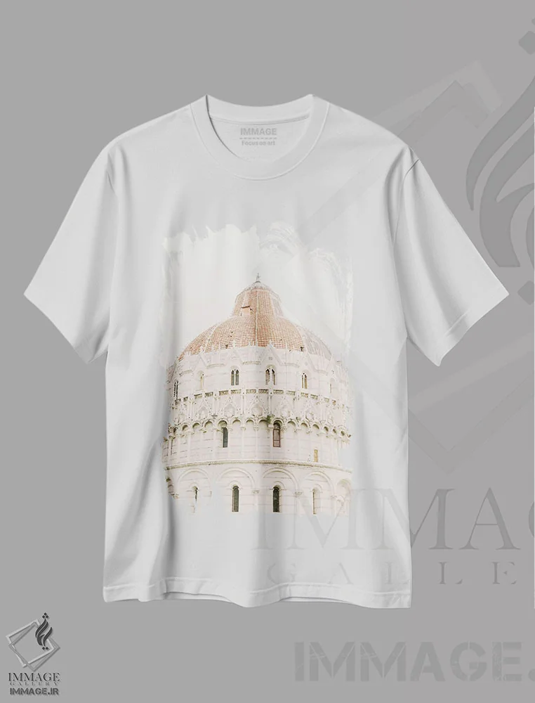 تیشرت سفید طرح دار Pisa, Italy,غسل تعمیدگاه پیزا، پیزا، ایتالیا، مدیوم اثر لاولی لیتل هوم کو | immage.ir