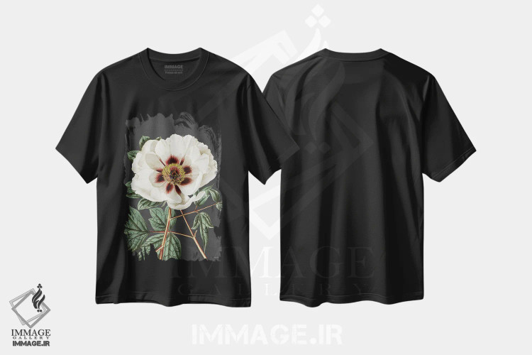 تیشرت مشکی طرح دار رز قدیمی، دکور معاصر اثر لِتِرد اند لایند | فروشگاه ایماژ