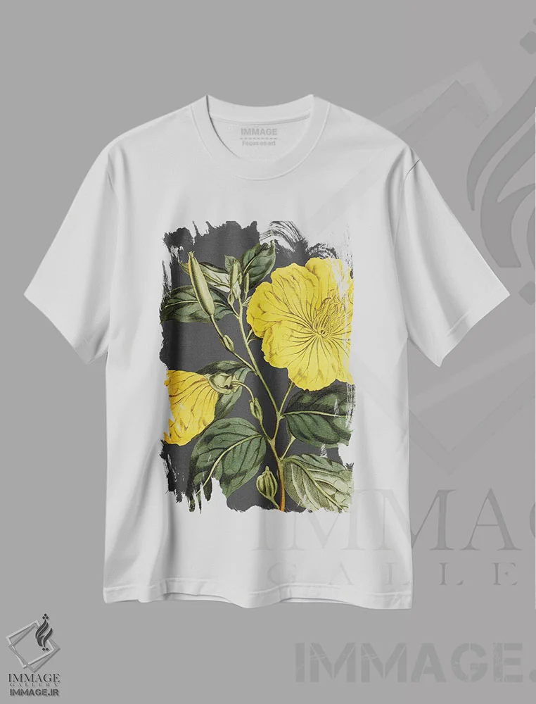 تیشرت سفید طرح دار پیچک زرد، دکور معاصر اثر لِتِرد اند لایند | immage.ir