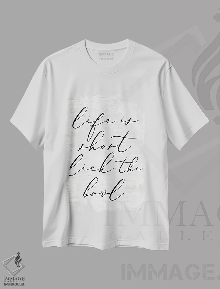 تیشرت سفید طرح دار لیس زدن کاسه II، دکور روستایی اثر لِتِرد اند لایند | فروشگاه ایماژ