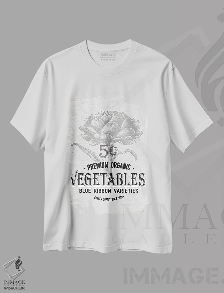 تیشرت سفید طرح دار سبزیجات، دکور روستایی اثر لِتِرد اند لایند | immage.ir