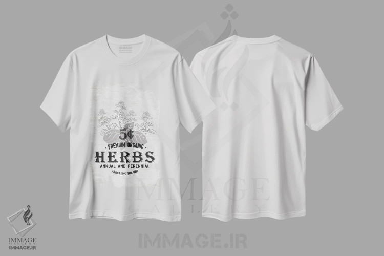 تیشرت سفید طرح دار سبزیجات معطر، دکور روستایی اثر لِتِرد اند لایند | فروشگاه ایماژ