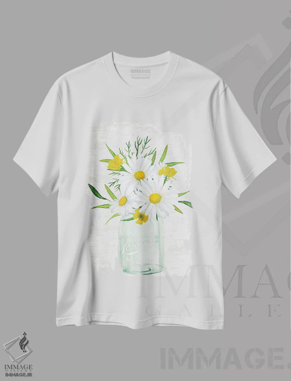 تیشرت سفید طرح دار دسته گل گل ها III، دکور روستایی اثر لِتِرد اند لایند | immage.ir