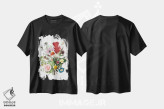 تیشرت مشکی طرح دار گل های شکوفا، هنر دیجیتال اثر لِتِرد اند لایند | immage.ir