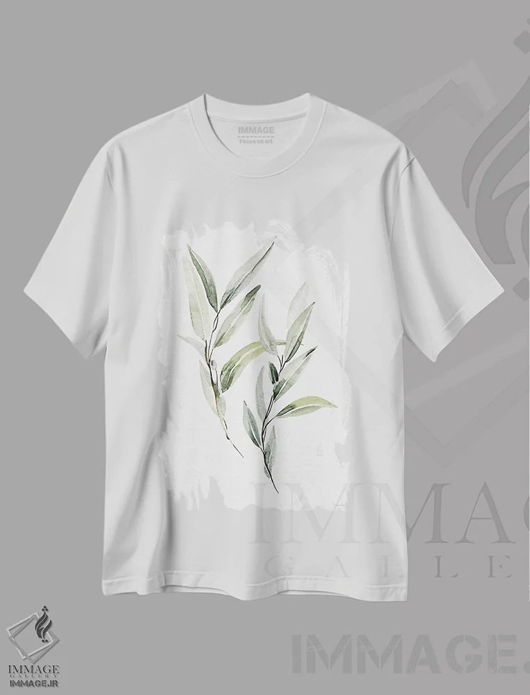 تیشرت سفید طرح دار پناهگاه برگدار XI، تزئینی اثر لِتِرد اند لایند | فروشگاه ایماژ
