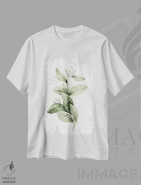تیشرت سفید طرح دار پناهگاه برگدار V، تزئینی اثر لِتِرد اند لایند | immage.ir
