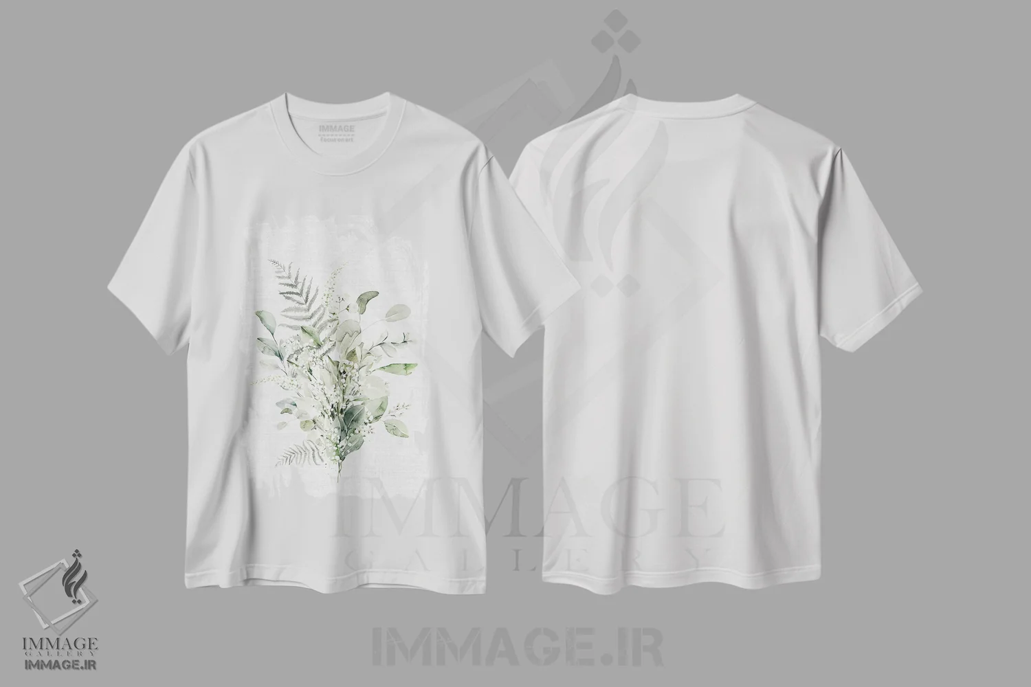 تیشرت سفید طرح دار پناهگاه برگدار VII، تزئینی اثر لِتِرد اند لایند | فروشگاه ایماژ