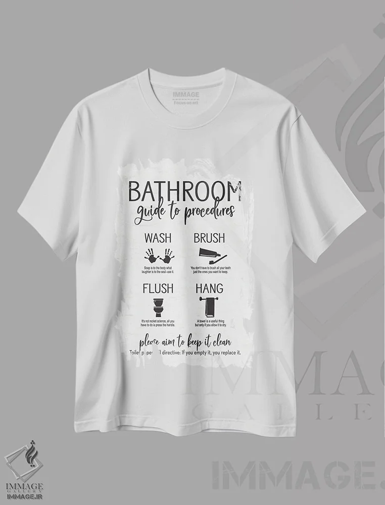 تیشرت سفید طرح دار راهنمای سرویس بهداشتی، هنر دیجیتال سیاه و سفید اثر لِتِرد اند لایند | immage.ir