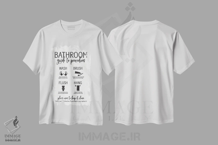 تیشرت سفید طرح دار راهنمای سرویس بهداشتی، هنر دیجیتال سیاه و سفید اثر لِتِرد اند لایند | immage.ir