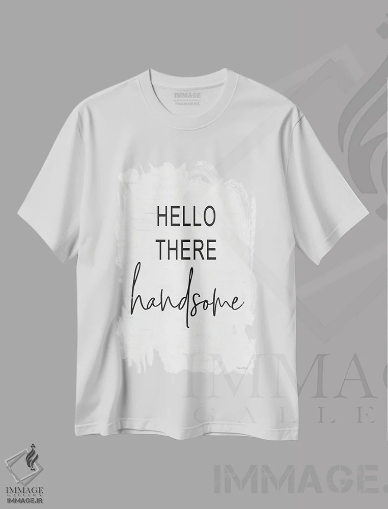 تیشرت سفید طرح دار سلام خوش تیپ، هنر دیجیتال سیاه و سفید اثر لِتِرد اند لایند | immage.ir