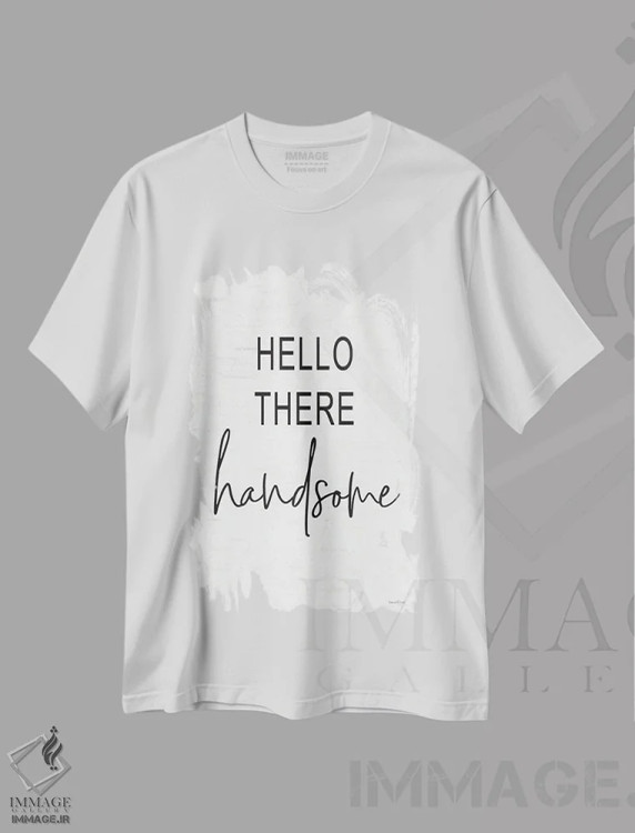 تیشرت سفید طرح دار سلام خوش تیپ، هنر دیجیتال سیاه و سفید اثر لِتِرد اند لایند | immage.ir