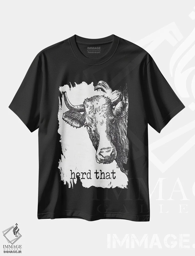 تیشرت مشکی طرح دار شنیدم، هنر دیجیتال سیاه و سفید اثر لِتِرد اند لایند | immage.ir