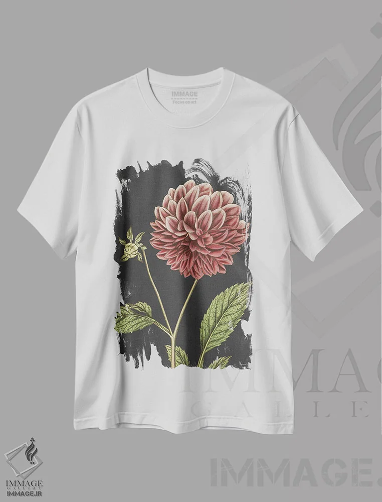 تیشرت سفید طرح دار داهیلیا، دکور معاصر اثر لِتِرد اند لایند | فروشگاه ایماژ