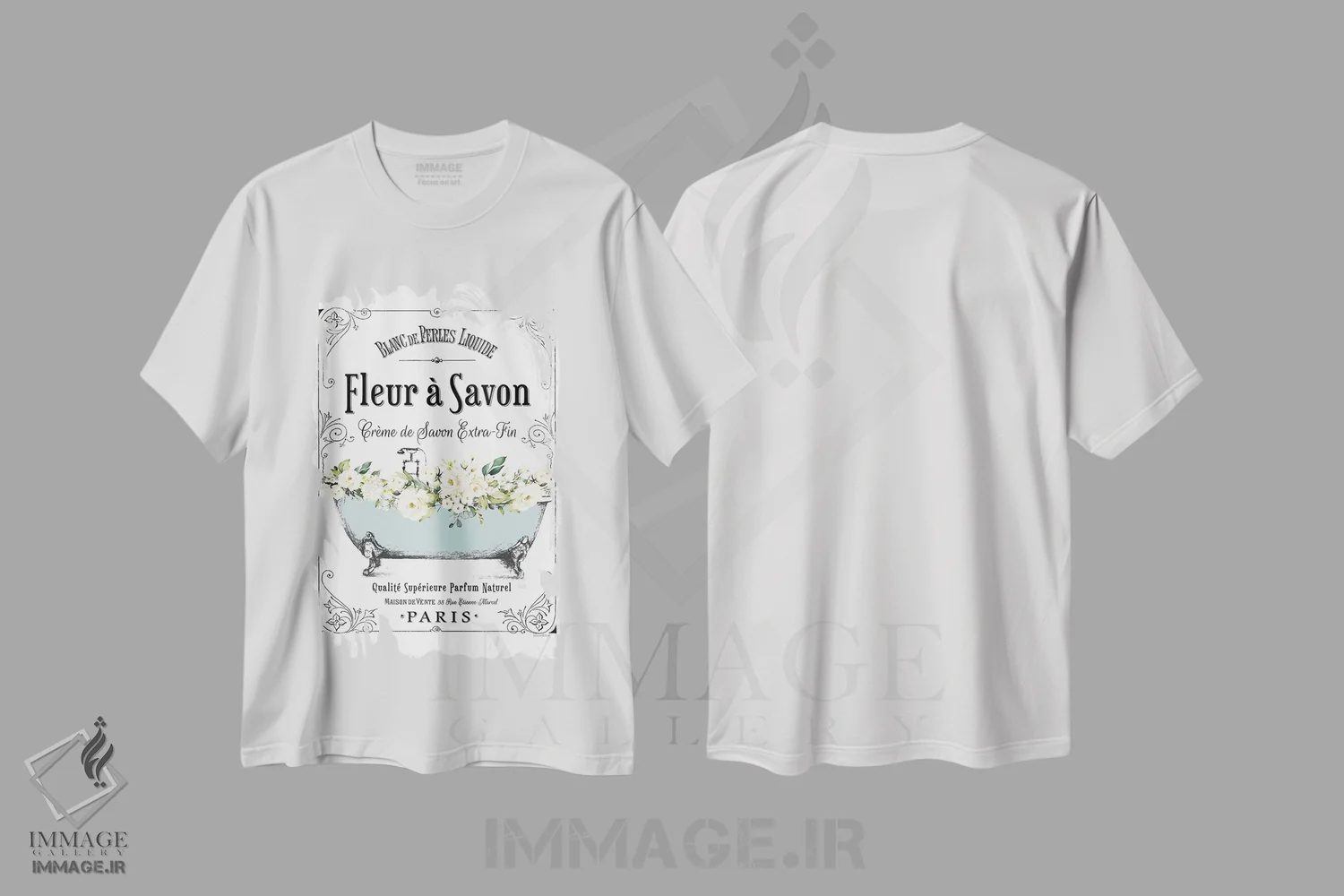 تیشرت سفید طرح دار ست سرویس بهداشتی فرانسوی I، تایپوگرافی اثر لِتِرد اند لایند | immage.ir