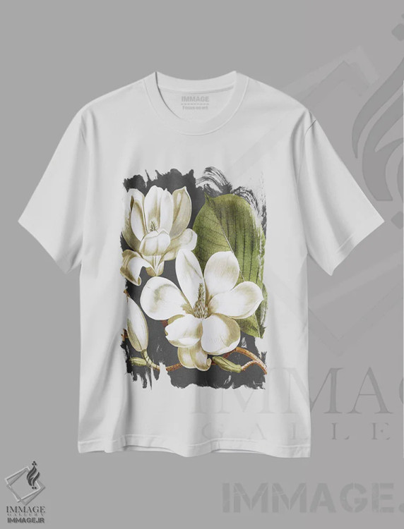 تیشرت سفید طرح دار ماگنولیا، دکور معاصر اثر لِتِرد اند لایند | immage.ir