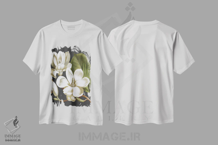 تیشرت سفید طرح دار ماگنولیا، دکور معاصر اثر لِتِرد اند لایند | immage.ir