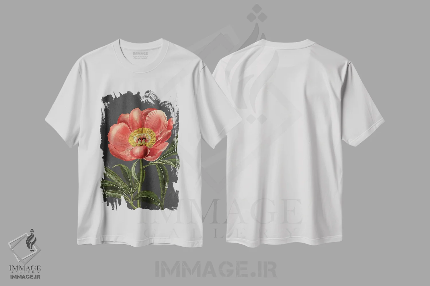 تیشرت سفید طرح دار گل صدتومانی، دکور معاصر اثر لِتِرد اند لایند | immage.ir