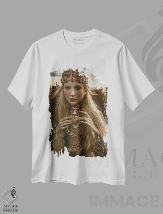تیشرت سفید طرح دار نگهبان سان استون II، هنر فاخر معاصر اثر لیلین لیو | فروشگاه ایماژ