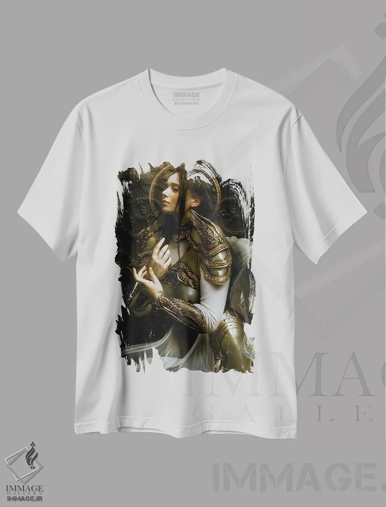 تیشرت سفید طرح دار نگهبان، هنر فاخر معاصر اثر لیلین لیو | immage.ir