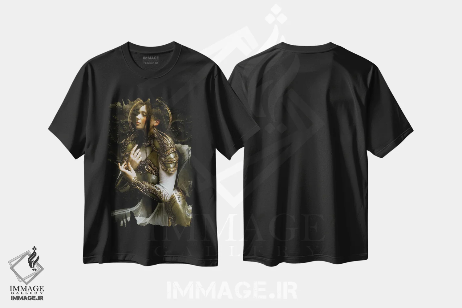 تیشرت مشکی طرح دار نگهبان، هنر فاخر معاصر اثر لیلین لیو | فروشگاه ایماژ