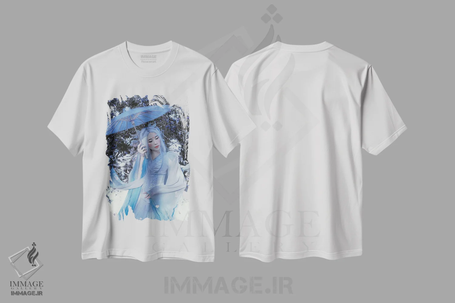 تیشرت سفید طرح دار اژدهای آبی، دکور آسیایی اثر لیلین لیو | فروشگاه ایماژ